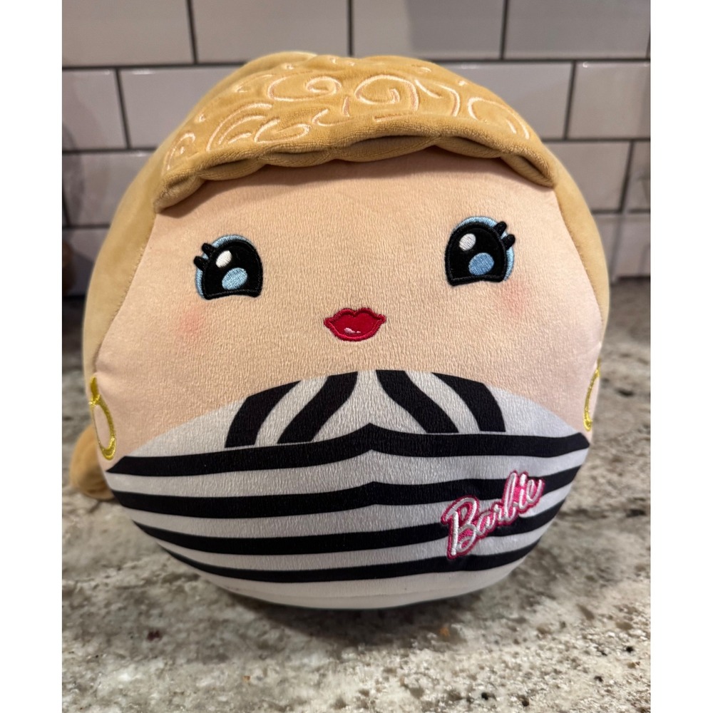 Squishmallows Barbie Plush 10Inch Blonde‎ Classic Black White Striped Swimsuit